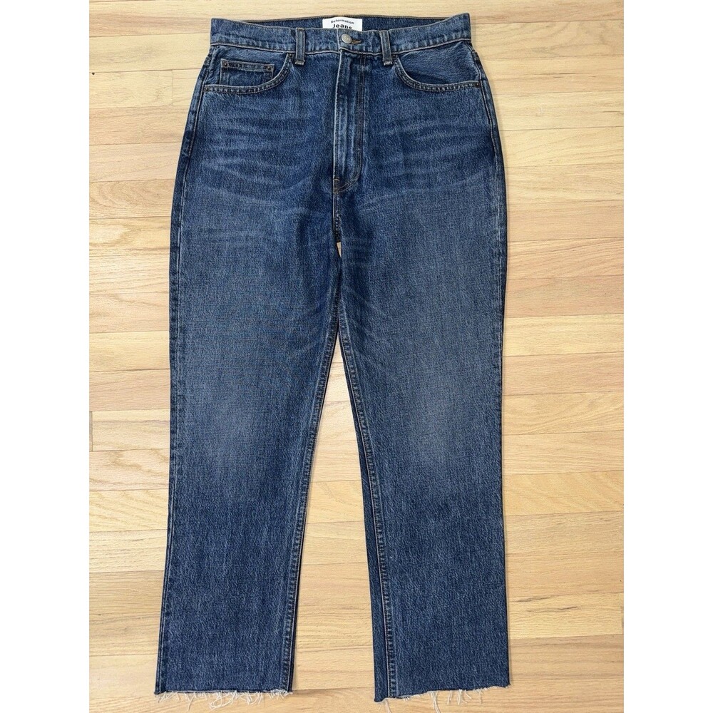 Reformation Stevie Ultra High Rise Blue Jeans Perth Raw Hem Women 29 x 26.5"